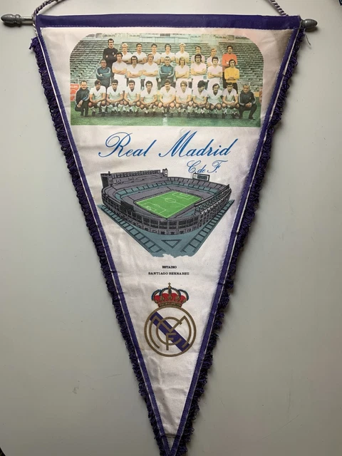 Grand Fanion Vintage Real Madrid – Banderin De Foot – Collection Liga