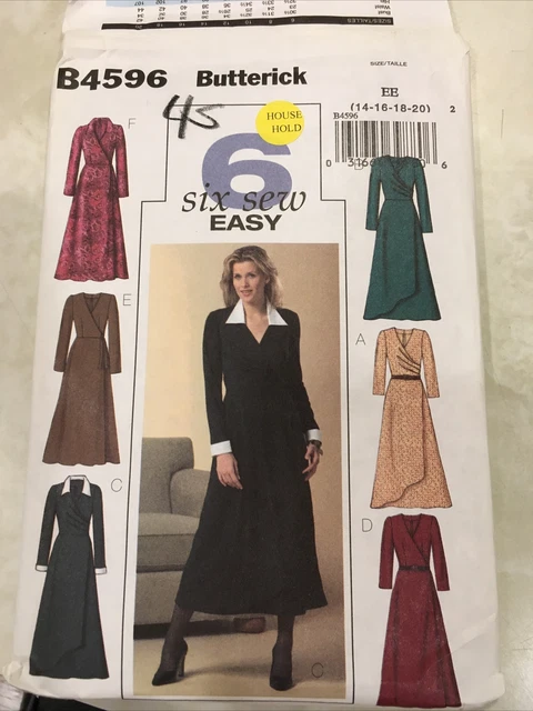 B4596 Butterick Easter Dress Wrap Sewing Pattern UnCut Sz 14 16 18 20 FF