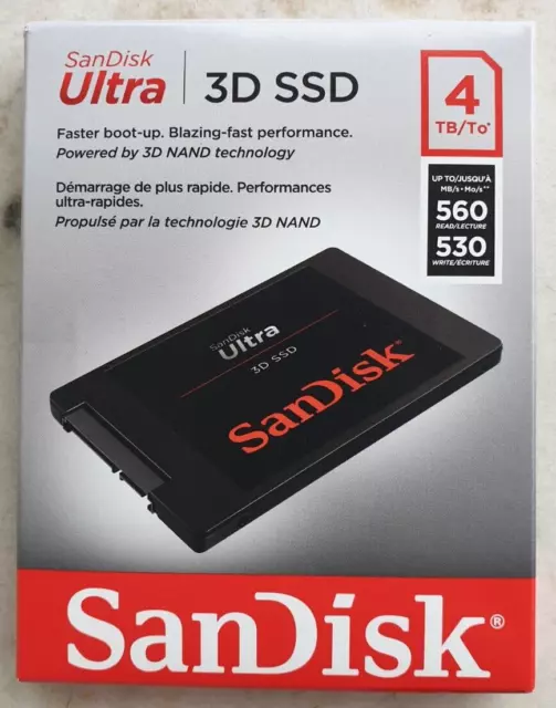 Sandisk Ultra 3D 4TB SATA SSD - NEU & UNGEÖFFNET - 560 MB/s Read 530 MB/s Write