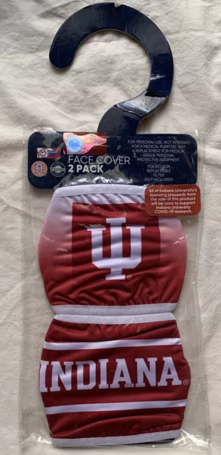 NCAA U Of Indiana Reusable Washable Face Masks cover cloth 2-pack NEW University