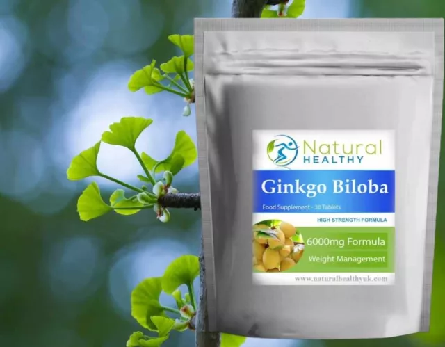 120 Ginkgo Biloba 6000 mg Tabletten - hochwertiges Durchblutungsgedächtnis Made in Großbritannien