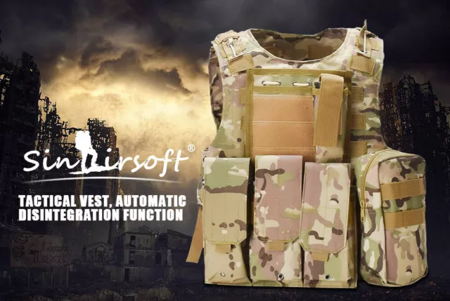 Tactical Combat Vest Amphibious Molle Waistcoat Assault Plate Carrier Airsoft CS