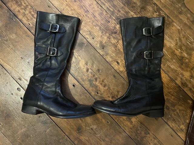 GABOR LADIES NAVY Blue Knee High Leather Zip Up Boots Size UK 5.5