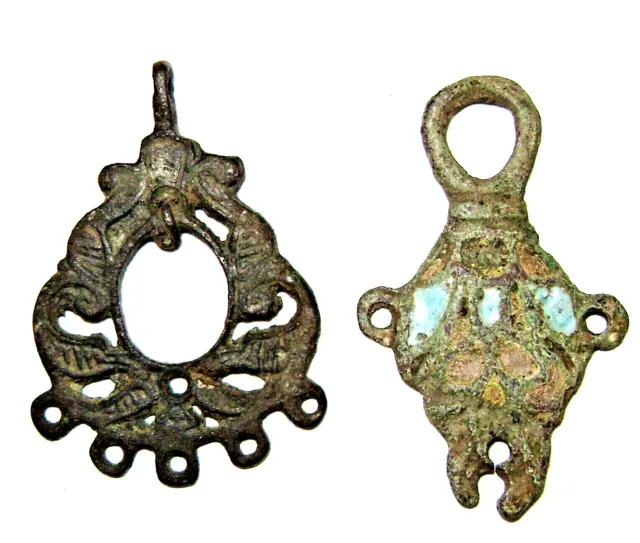 Lot of 2 pcs Rare Vikings Age bronze cast pendants Kievan Rus 10-12 CAD