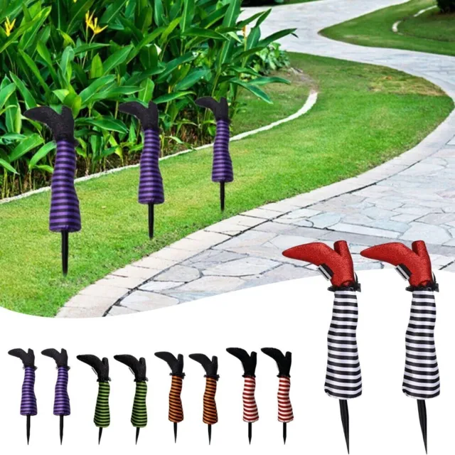 Vibrant Halloween Witch Legs Ornament Perfect for Yard Party Decor Set of 2