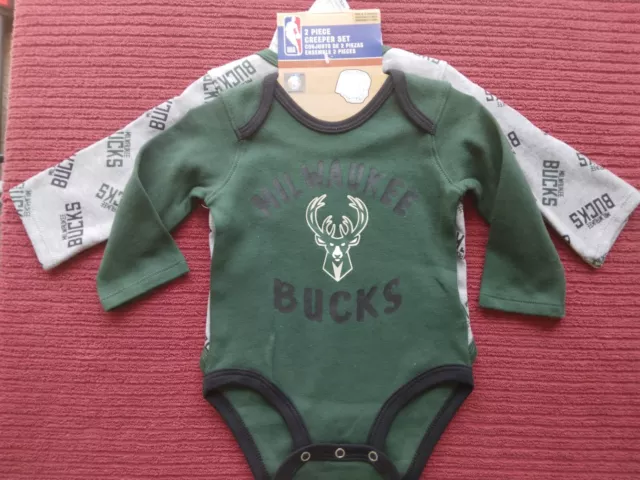 Milwaukee Bucks Infant 2-Piece Creeper Set Size 0-3 Months