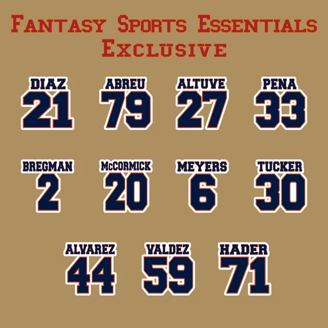 HOUSTON ASTROS 2024 Name and Number Sticker Decals Altuve, Bregman