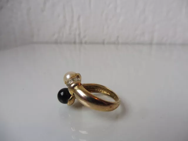 schöner ,alter , feiner Ring , 925 Silber vergoldet mit Perlen und Steinen! 2
