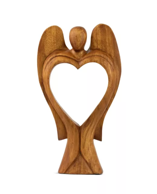 12" Wooden Abstract Angel Figurine Sculpture Statue Hand Carved Gift Home Decor