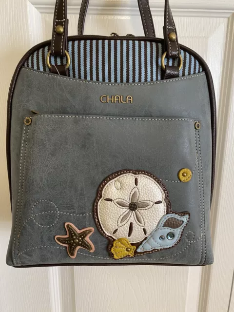 CHALA SAND DOLLAR CONVERTIBLE BACKPACK PURSE - Roomy & Versatile  - Indigo