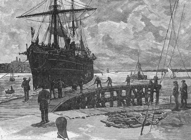 HANTS. Southampton. a ship at Docks 1898 old antique vintage print picture