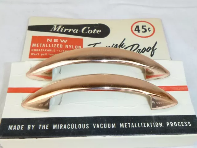 NOS Pk of 2 Vtg Mid Century Mirra-Cote Nylon Cabinet Hardware Pull Copper 4" L