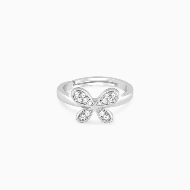 925 Plata de Ley Mariposa Circonita Cúbica Ajustable Superior Anillo para Mujer