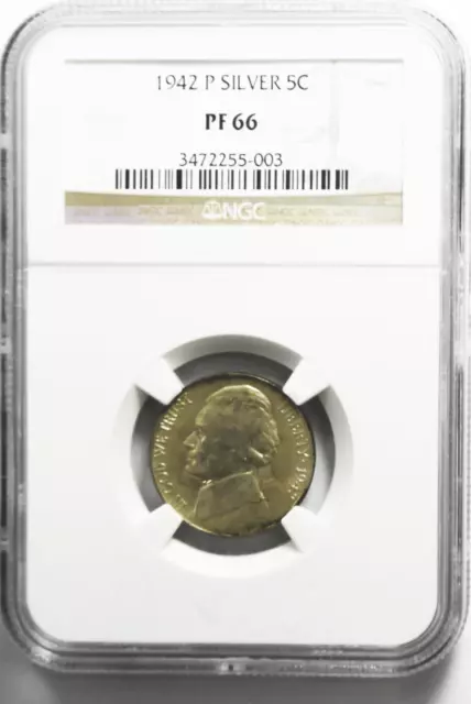 1942 5c Jefferson Proof Silver War Nickel Five Cents NGC PR66 Type 2