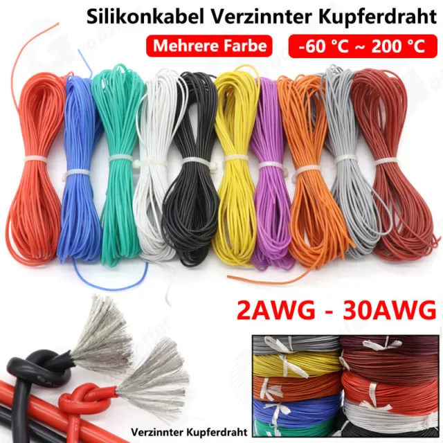 Silikonkabel 2-30AWG Silikonlitze Hochflex Draht 0.08mm,Verzinnter Kupferdraht