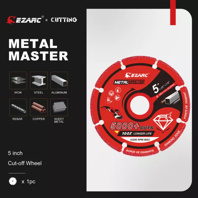 EZARC Diamond Cutting Wheel 5 x 7/8 Inch for Metal Cut Off Wheel Disc 5000+ Cuts