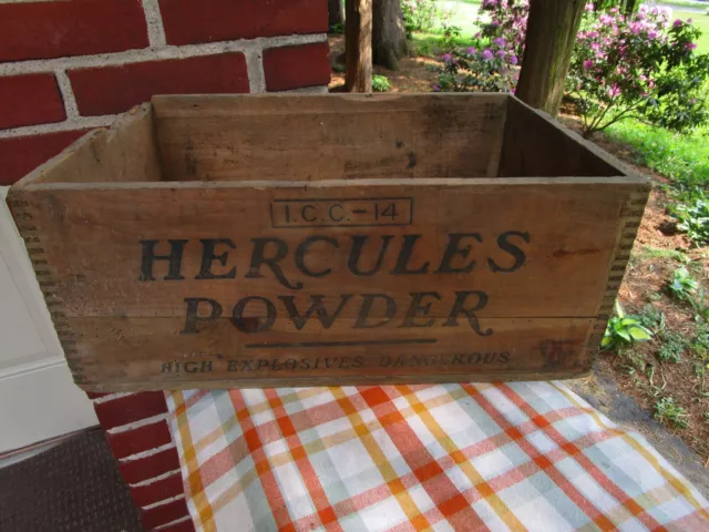 Vintage Hercules Powder Wooden Crate Wood Box Mining Explosives