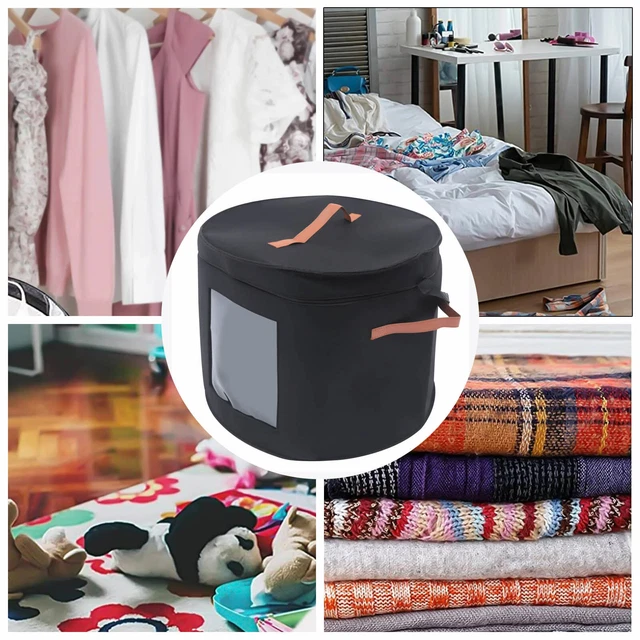 Foldable Hat Box with Solid Dustproof Top Round Hat Clothes Storage Box New