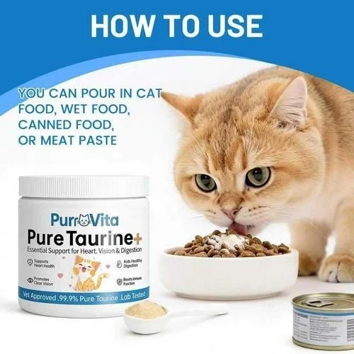 Heart Healling PURRVITA TAURINE SUPPLEMENTS For Cats, Support Heart Health,Immune ...