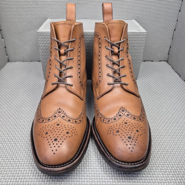 LOAKE GEORGE BOOTS UK 8 Men's Tan Brown Leather Derby Brogue Goodyear ...