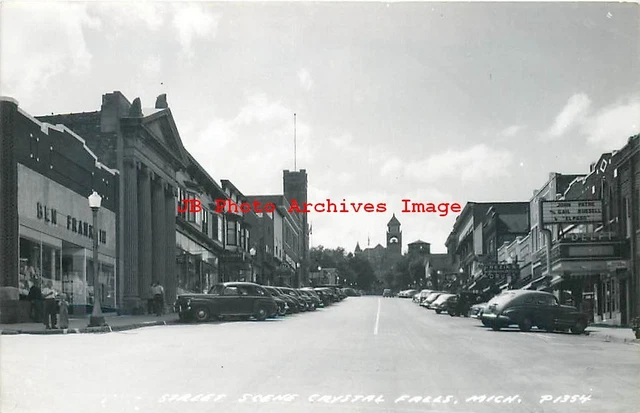 MI, Crystal Falls, Michigan, RPPC, Street Scene, LL Cook Photo No P1354
