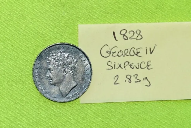 1828 gEF Silver SIXPENCE 6d Coin GEORGE IV 1820 - 1830 (2.83g) Mintage : 15,840