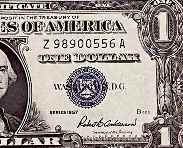1957 $1 Dollar Silver Certificate (Blue Seal) Block Z-A , Uncirculated