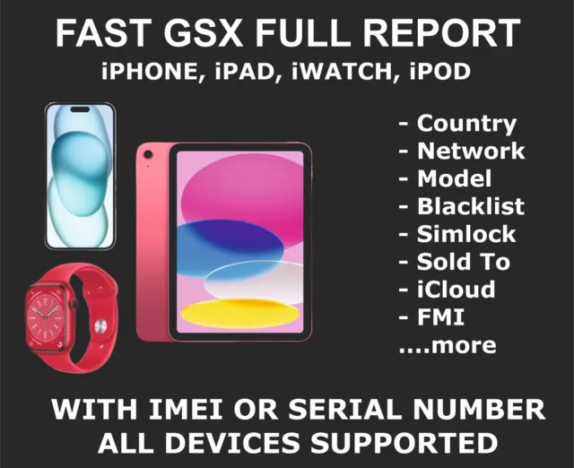 Full Info Check For iPhone, iPad, iWatch, Sold by, Carrier, Network, Fmi, Status