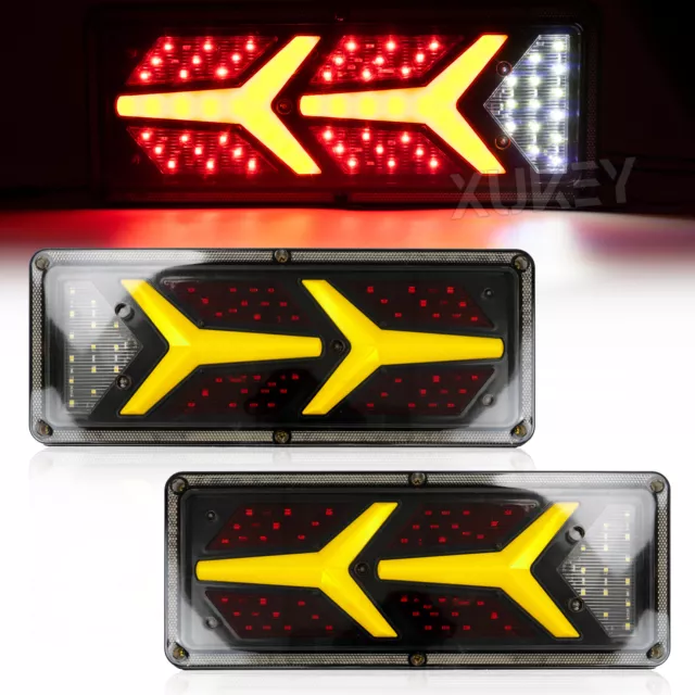 2x LED Trailer Truck Reverse Dynamic Turn Rear Driving Lamp Tail Light Indicator