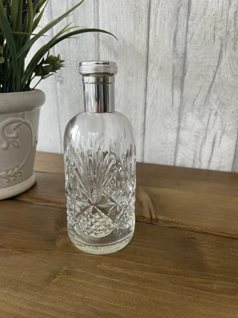 Houbigant France  Perfume Bottle Cut Glass Silver Coloured Lid Empty