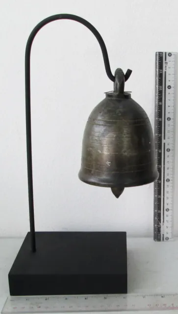 SUPERP 18th.c MANDALAY Silver Bronze Buddhist Temple Bell Beautiful Tone