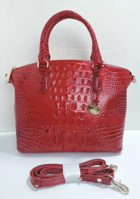 Brahmin Duxbury Ember Red Melbourne Croc Embossed Leather Satchel  NWT