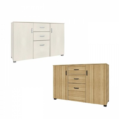 Rovere 2 Cassetti con Guide in Metallo Credenza in Legno 2 Ante con Cerniere Ammortizzate 1 Anta a Ribalta Maniglie in Alluminio e Piedini in ABS Silver Misure 120 x 40 x 82,5 cm Brigros 