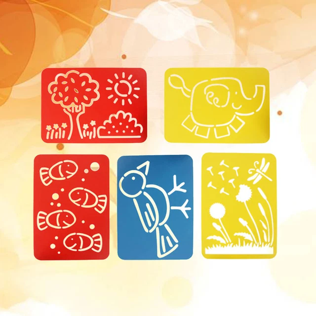8 PEZZI STENCIL da disegno per bambini / 15x15cm / ANIMALI MARINI