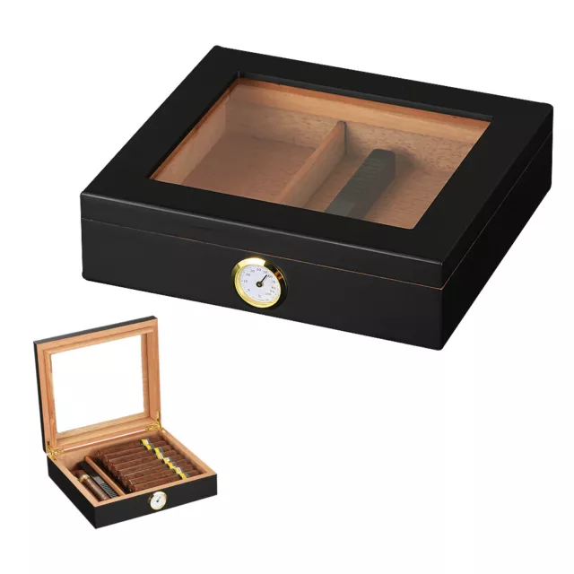 Cedar Wood Cigar Humidor Case 20-30CT Holder Tobacco Box Humidifier Hygrometer