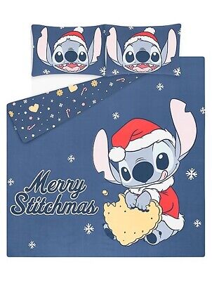 Disney's Stitch Merry Stitchmas Christmas Reversible Double Duvet Cover Set BNWT