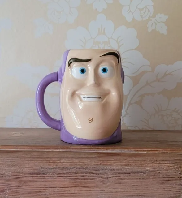 DISNEY PIXAR BUZZ Lightyear Toy Story 3D Face Mug Cup Kinnerton Purple ...