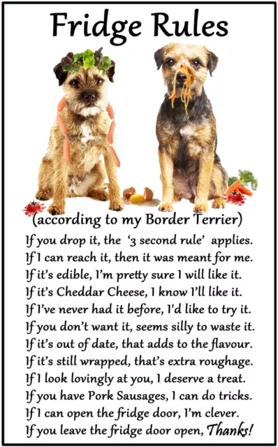 Border Terrier Dog Gift - Large Fridge Rules flexible Magnet 6" x 4"