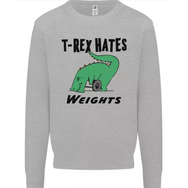 T-Rex Hates Weights Funny Gym Workout Mens Sweatshirt Jumper