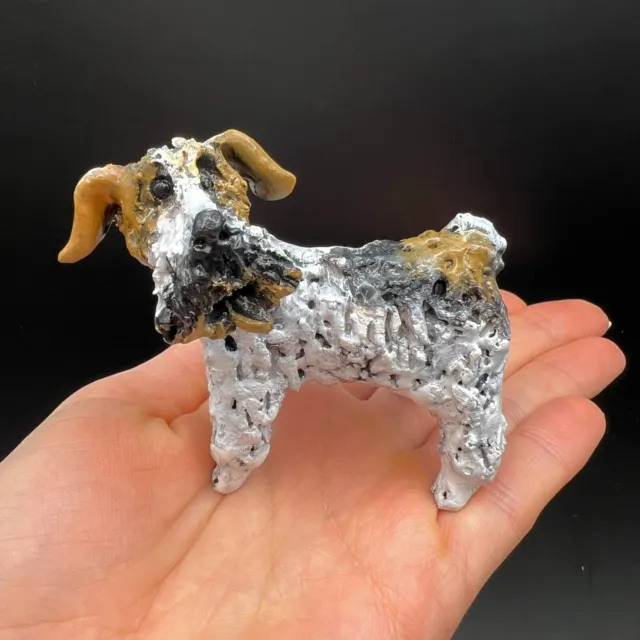 Art Ceramic Figurine Statue Dog Fox Terrier Hand Made Decor Collectible Gift