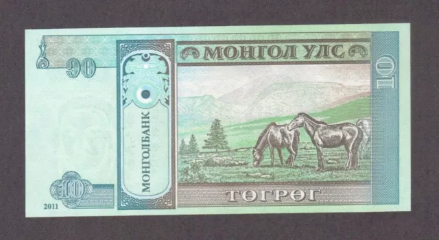 2011 10 Tugrik Genghis Khan Mongolia Currency Gem Unc Banknote Note Money Bill 2