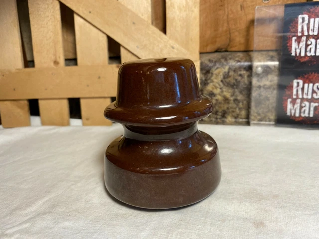 Vintage Brown Porcelain Ceramic Electric Power Line Insulator 2