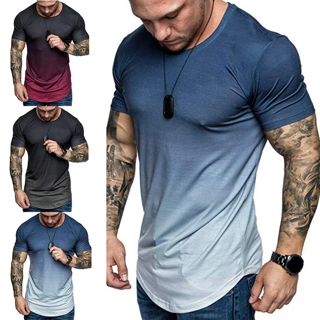 T-Shirt Da Uomo Camicetta Fitness T-Shirt Top Manica Corta Moda Colore -