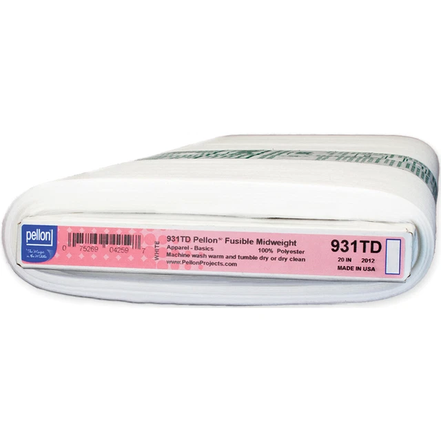 Interfaz fusible de peso medio Pellon - blanco 20"X25yd -931TD