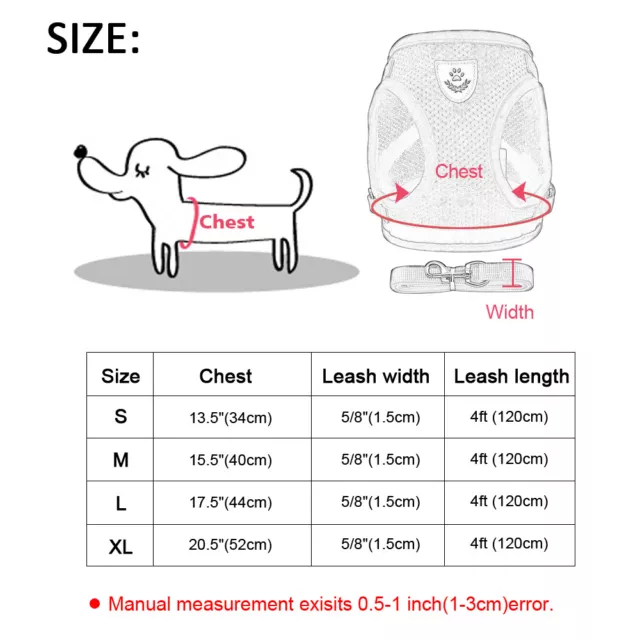 Reflective Dog Walking Jacket Harness & Leash Pet Cat Puppy Soft Mesh Vest S-XL 2