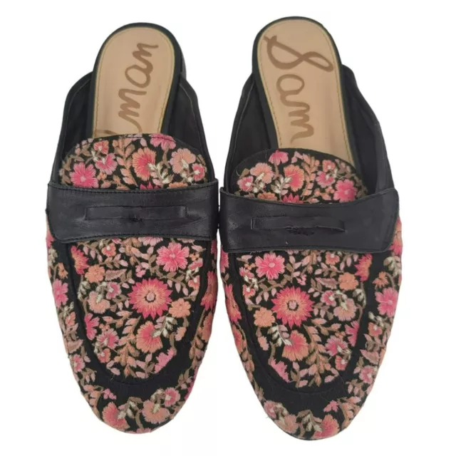 Sam Edelman Floral Mules Leather Slides Slip on Loafers Rare