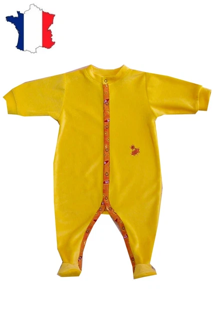 Pyjama Velours Bébé Rayé Marine Et Blanc - Taille 1 Mois à 2 Ans - Neuf Avec étiquette