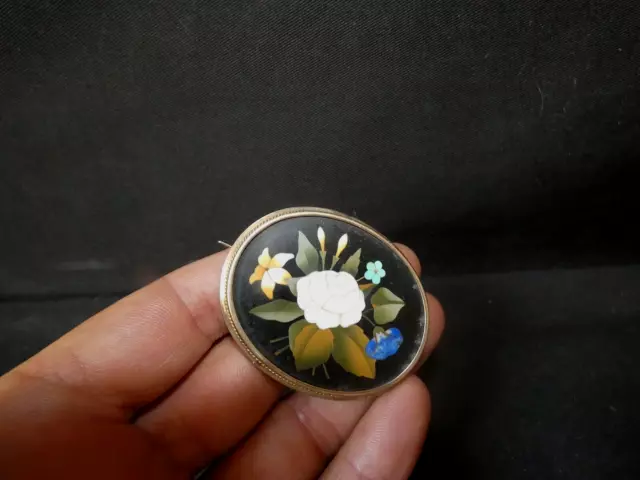 Broche en or et micro mosaïque fin XIX début XX bijoux Italie Ange Montelatici