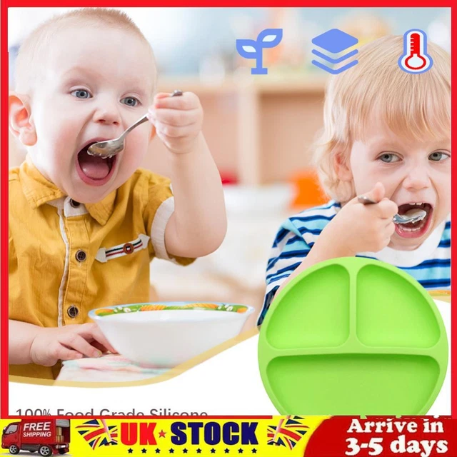 Cute Baby Infant Dining Plate Non Slip Training Sucker Dishes Tableware (Green)