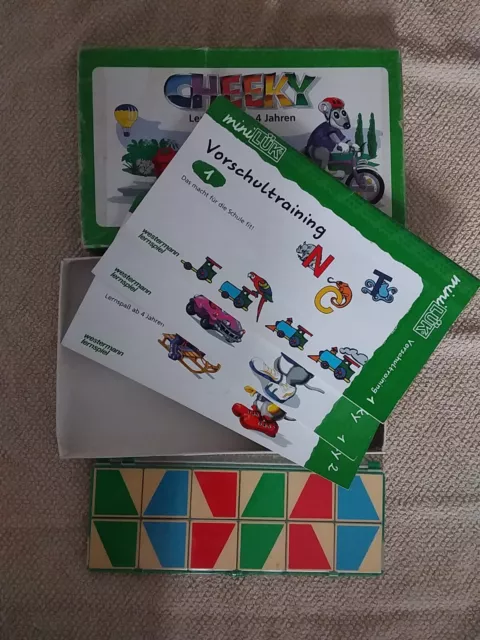 3 Mini Lük Hefte + 12er Kasten Set Kindergarten Cheeky  Vorschule